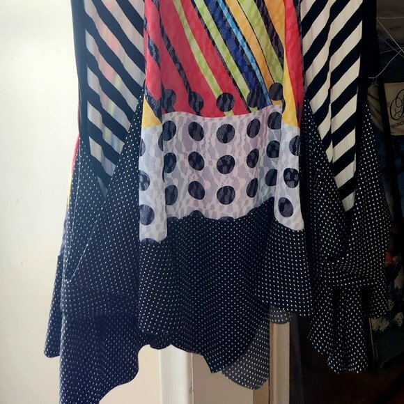 Funky - dots, stripes, multi-coloured lace, rivets Tango Mango collection Sz L - Picture 4 of 11